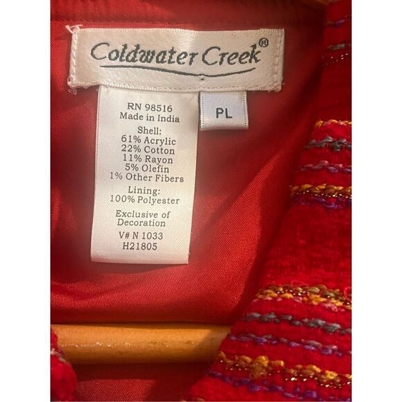 Coldwater Creek Art To Wear Red Lined Patchwork Tapestry Jacket - Picture 4 of 5